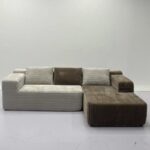 Fabric Dark grey and Brown Sofa